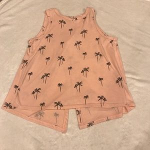 Lucky Brand Palm Tree Print Split Back Tank - Sz S